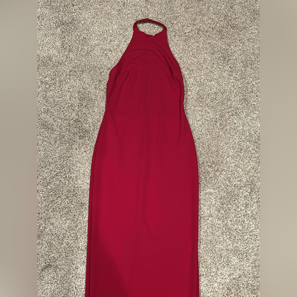 Elegant Red Halter Neck Dress